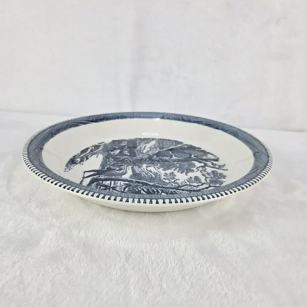Vintage Royal China Currier & Ives Blue A Snowy Morning Pie Plate 10